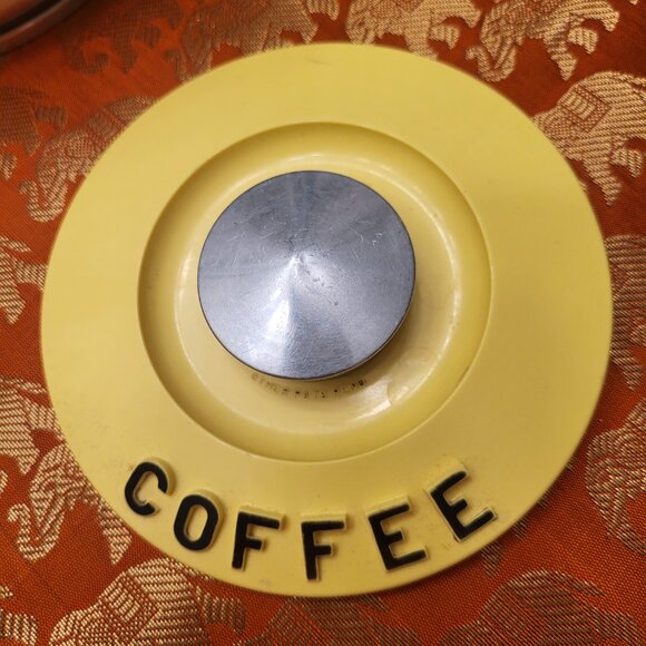 KROMEX Spun Aluminum Canister Set w/Yellow Lids Coffee Sugar - Picture 15 of 16